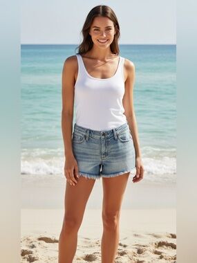 Lucky Brand Women's Light Blue Frayed Jean Shorts